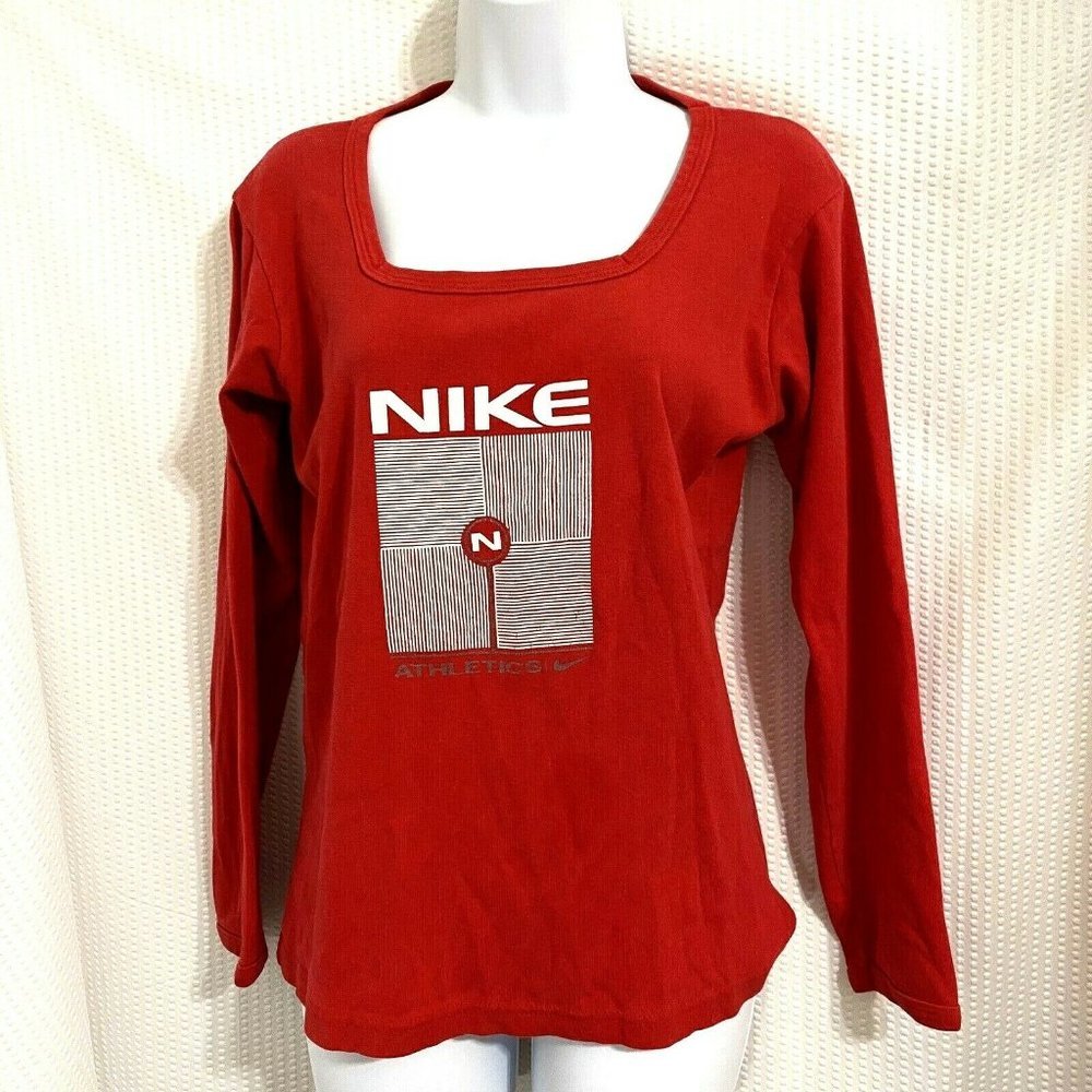 Nike Athletics Red Square Neck Top T-Shirt No Tag